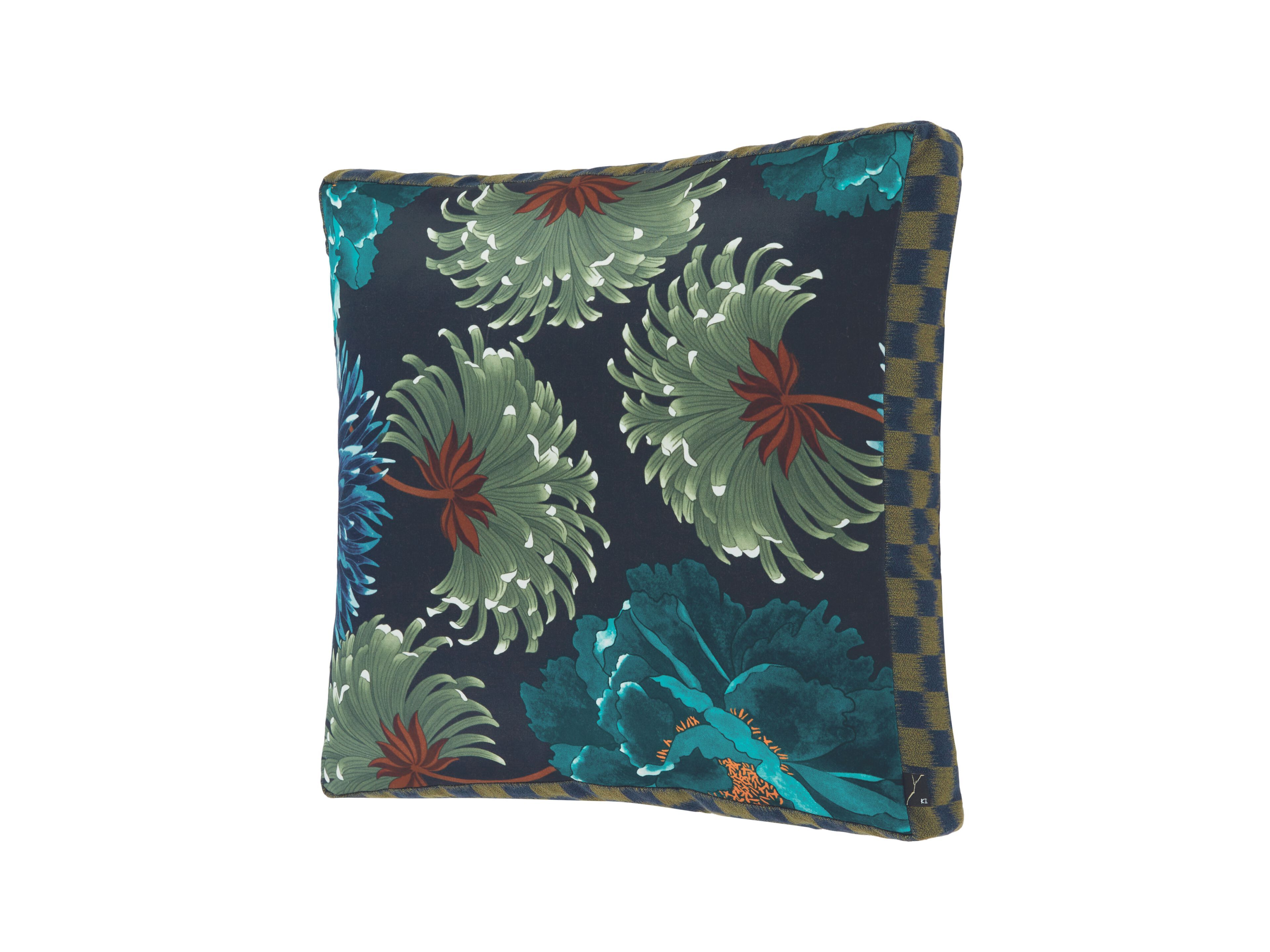 Квадратная подушка с цветочным рисунком K-3 Shogun Blue ARCH-00112422