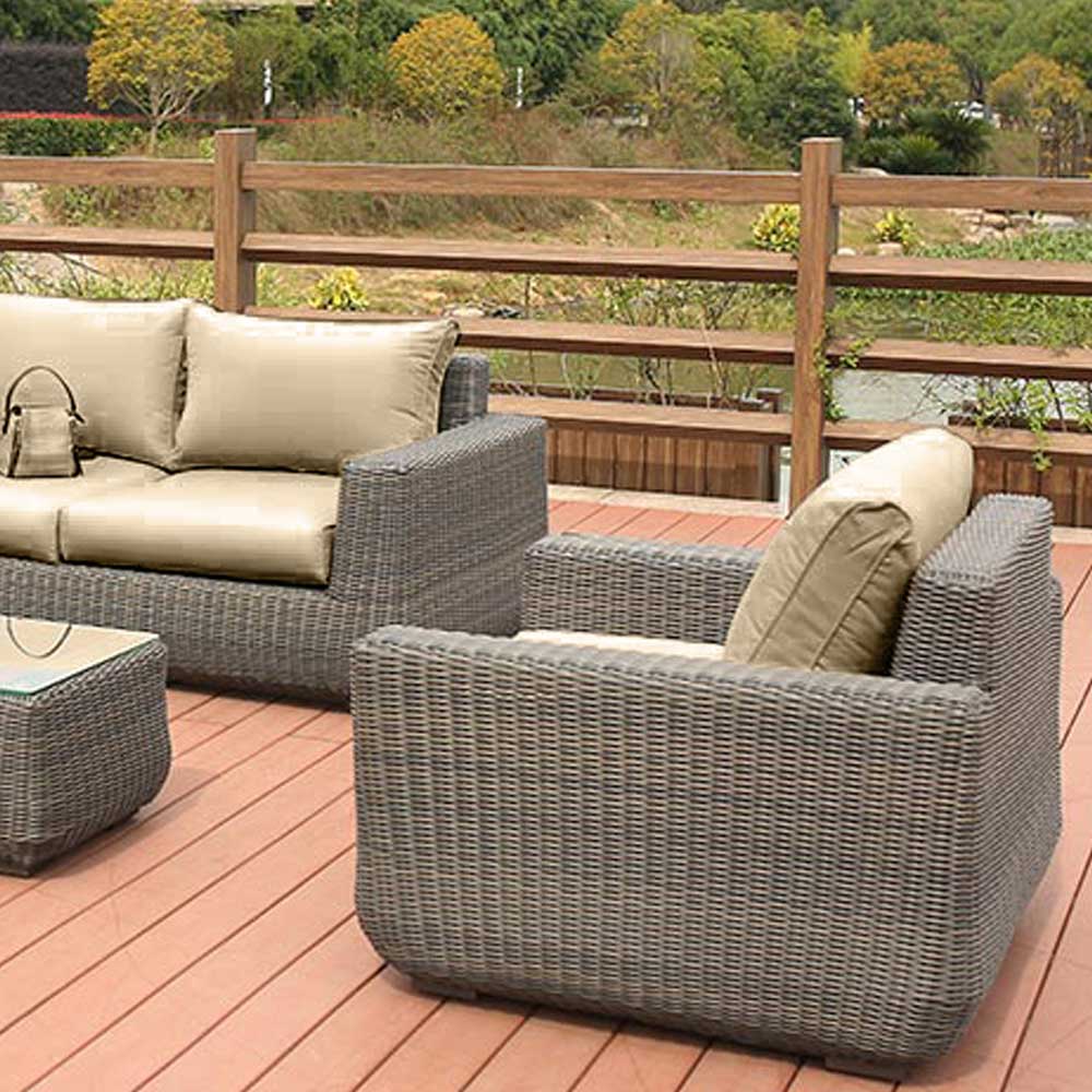 Мебель из ротанга, столик, кресла и диван, серые на 4 персоны AFINA  00-3860468 Серая  - Вид №1