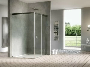 Duka Хрустальная душевая кабина с раздвижной дверцей Aura – senza profili Xe2 + xk2