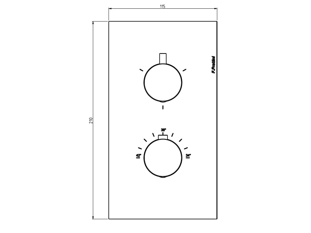 Термостатический смеситель для душа с 2 отверстиями и пластиной Rubinetterie Frattini душевые кабины ARCH-00035327 - Вид №12