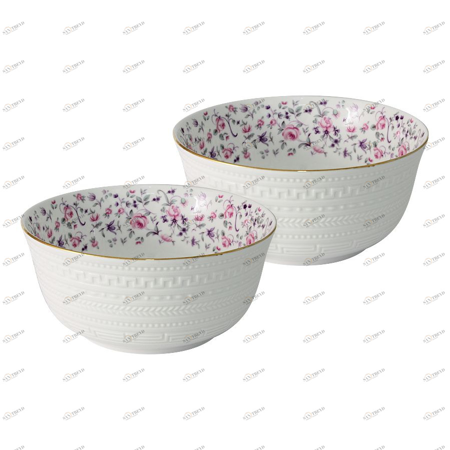 Салатники фарфоровые 2 шт бело-розовые "Стиль" COLOMBO СТИЛЬ 00-3946677 Белый;розовый