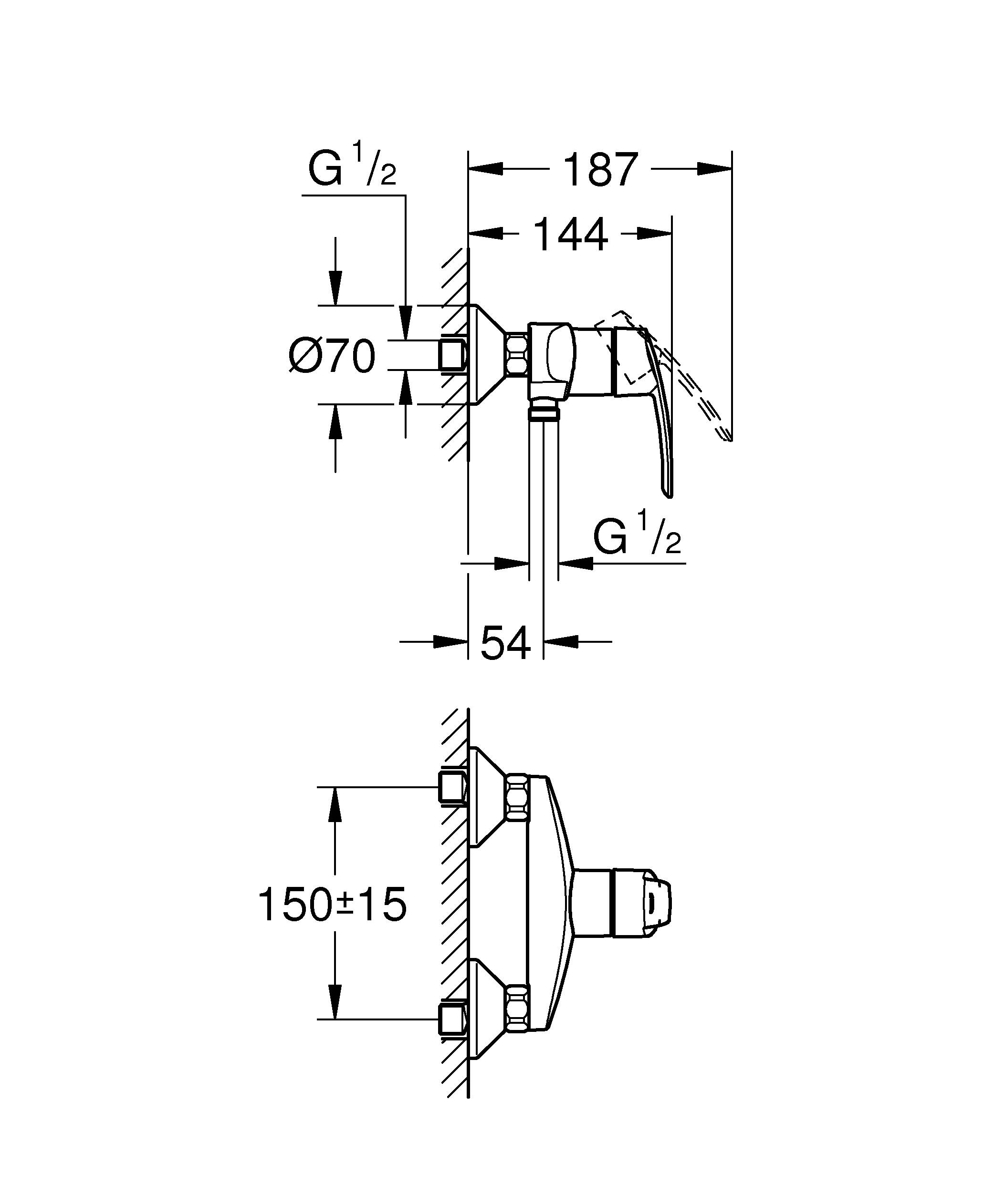 Смеситель для душа DN 15 GROHE Start однорычажный, хром (32279001) - Вид №1