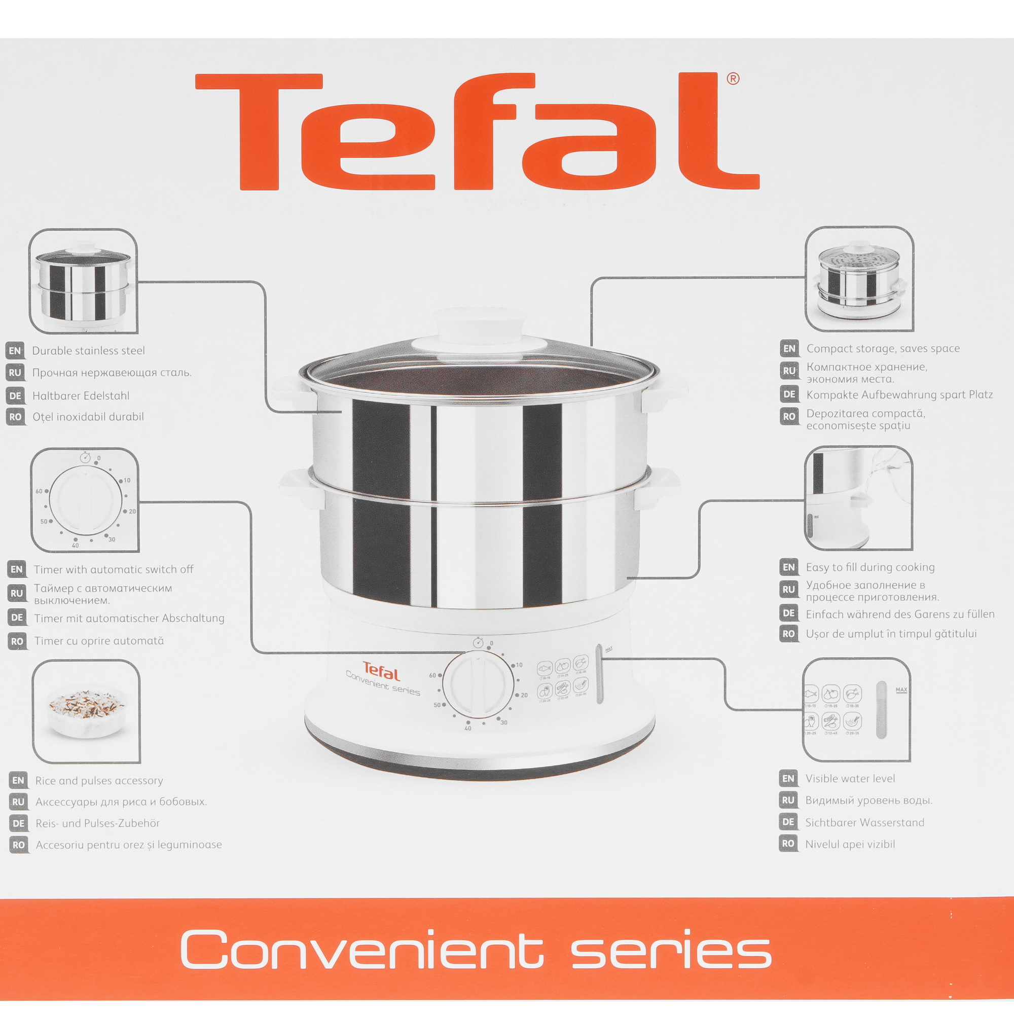 9071070 Пароварка Tefal Convenient Series VC145130 белый STDN-0031211 - Вид №8