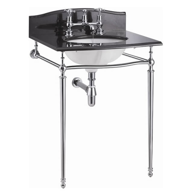 Гранитная столешница на 1,2 или 3 отверстия с хромированным подстольем  Burlington G7 1TH, T49A CHR 65см х 57,5см  - Вид №3