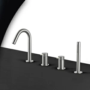 Смеситель для ванны матовая сталь с серой ручкой Toki Radomonte TKI16SCIL29