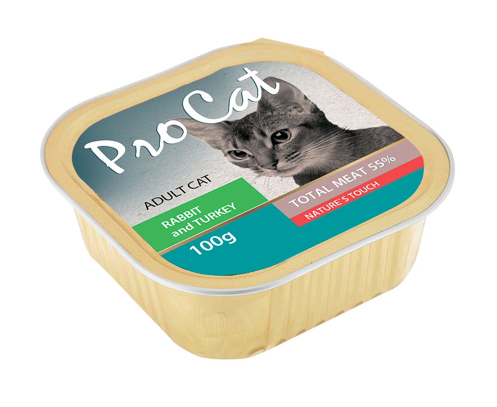 ПР0043776 Корм для кошек кролик и индейка конс. 100г Pro Cat 