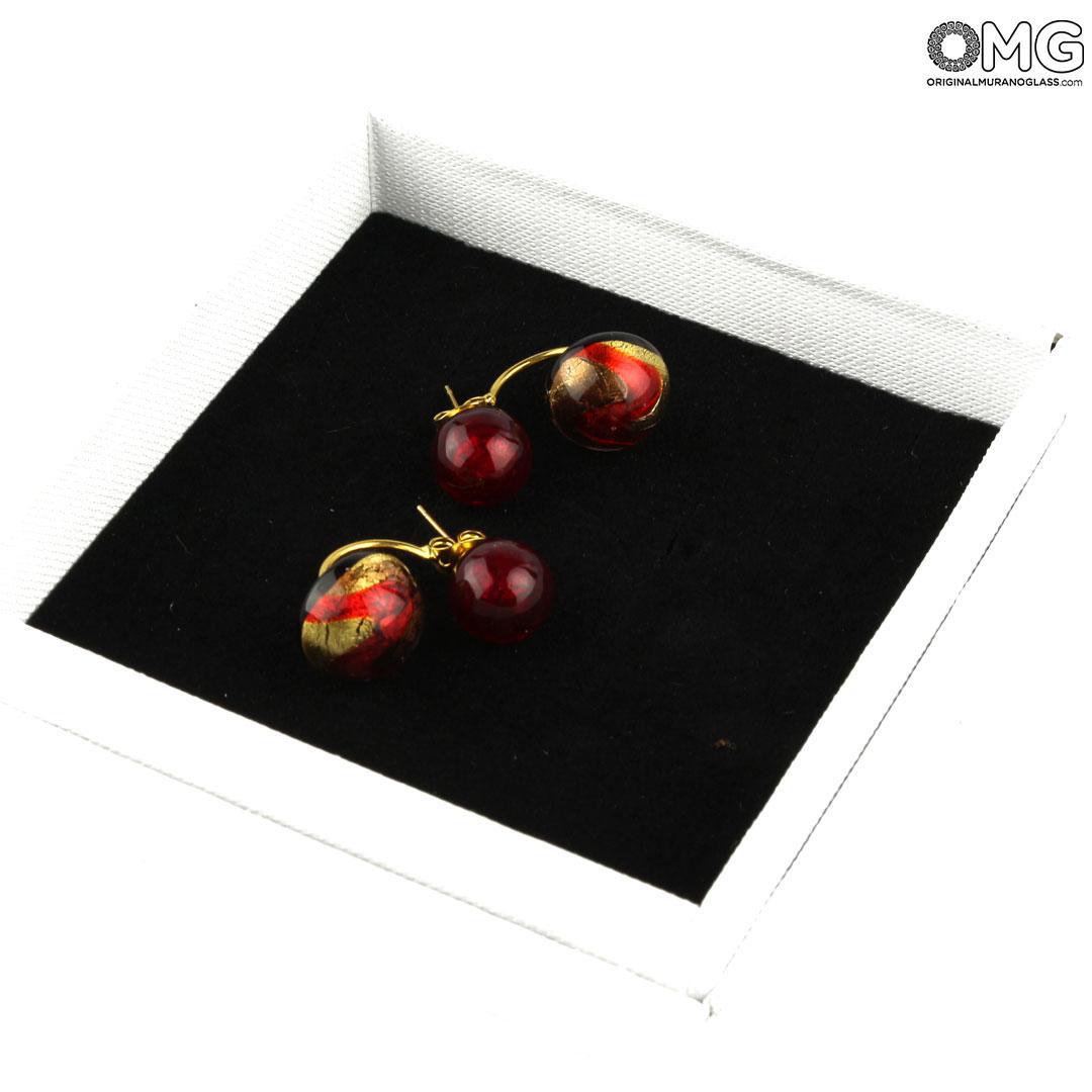 3487 ORIGINALMURANOGLASS Серьги Сесилия - красные - муранское стекло - Original Murano Glass OMG 2 см  - Вид №1