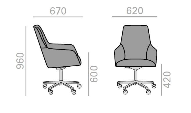 Офисное кресло с регулируемой высотой и колесами с 5 спицами Andreu World Alya Executive ARCH-00039104 - Вид №2