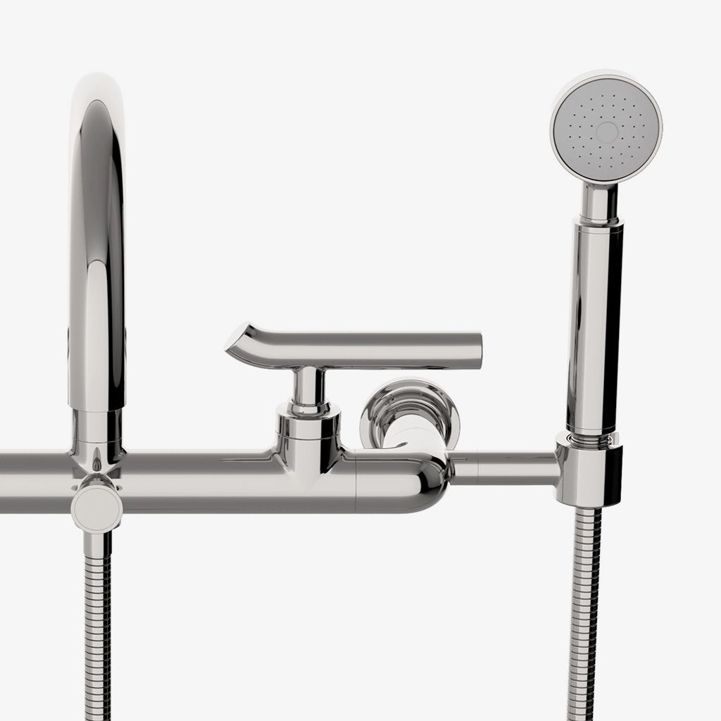 BXT160 Настенный наполнитель для открытых ванн серии Bond Solo с ручным душем и рычажными ручками Waterworks - Вид №1