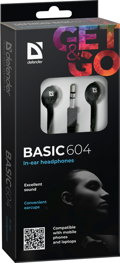 63604 наушники вставки basic 604 черный Defender Santreyd  - Вид №2