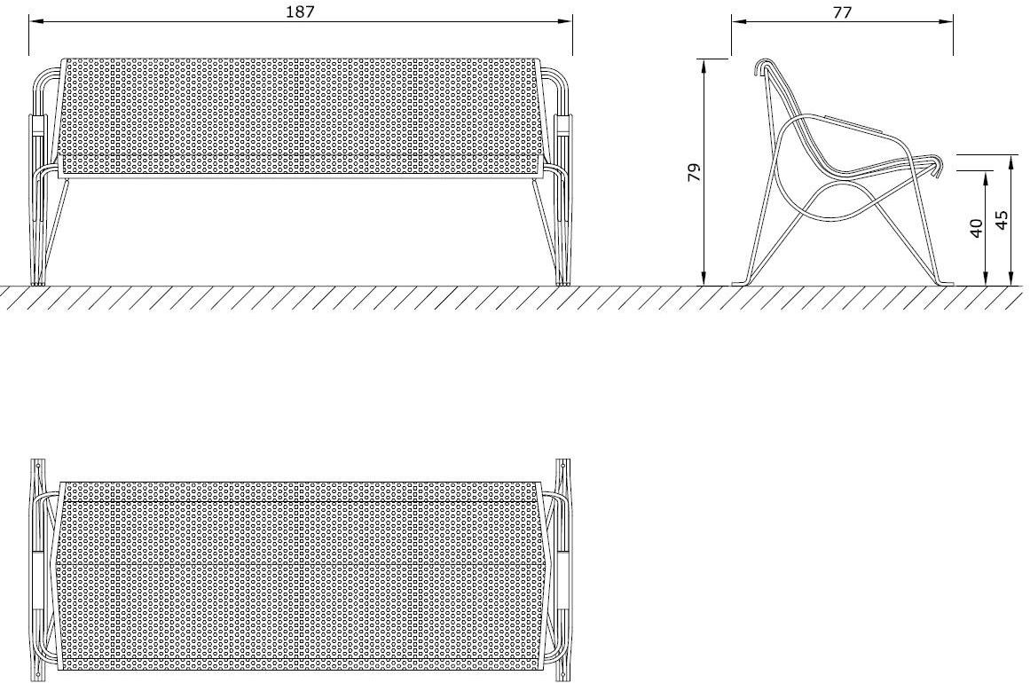 Euroform W Скамья металлическая с подлокотниками со спинкой  53m, 54m, 55m  - Вид №4