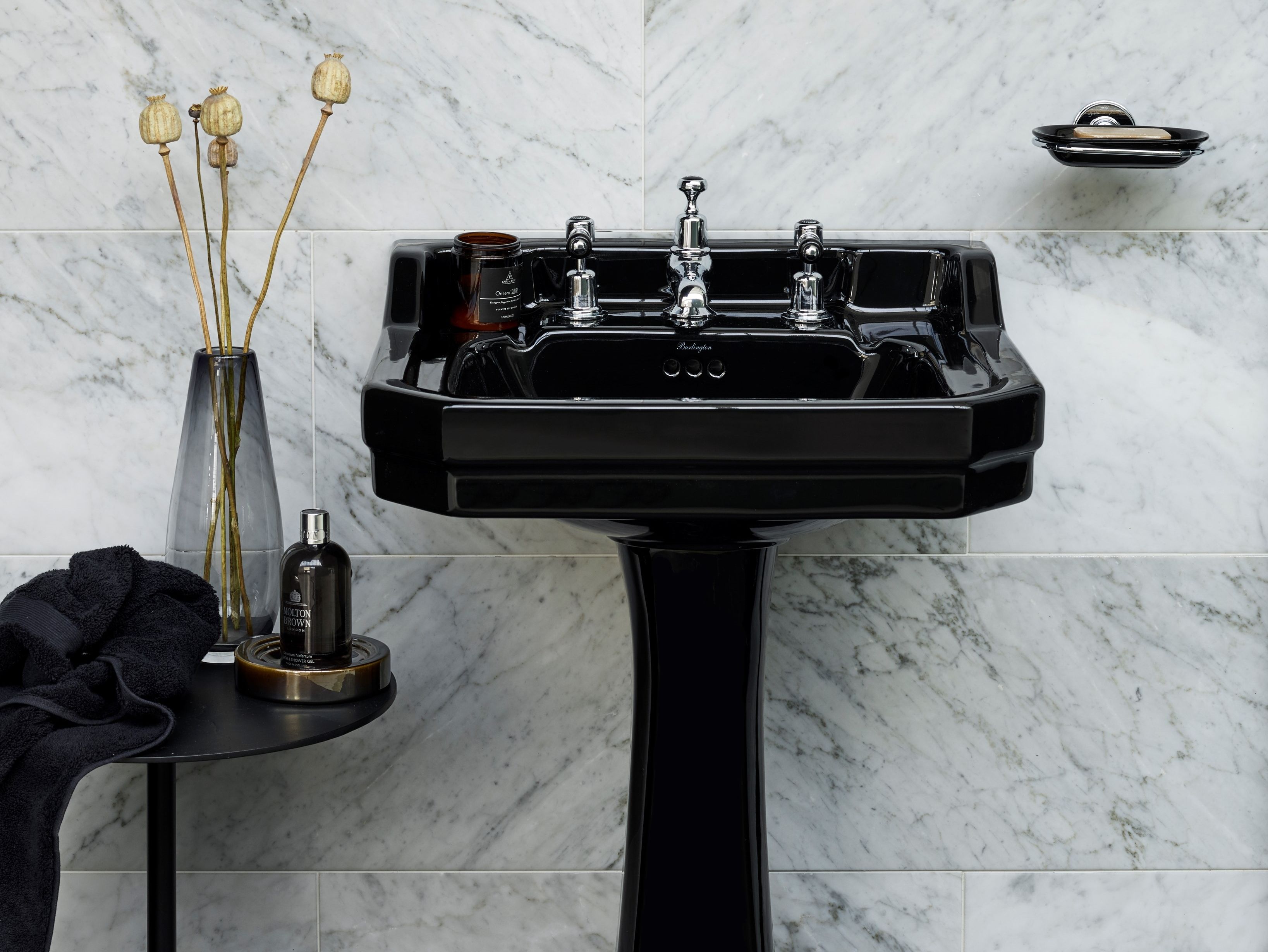 Прямоугольный умывальник из стекла на колонне Burlington На заказ ARCH-00055802 - Вид №3