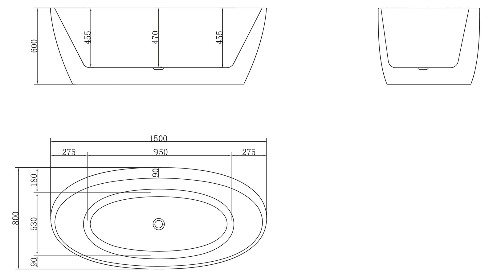 Акриловая ванна BelBagno BB404-1500-800  - Вид №1
