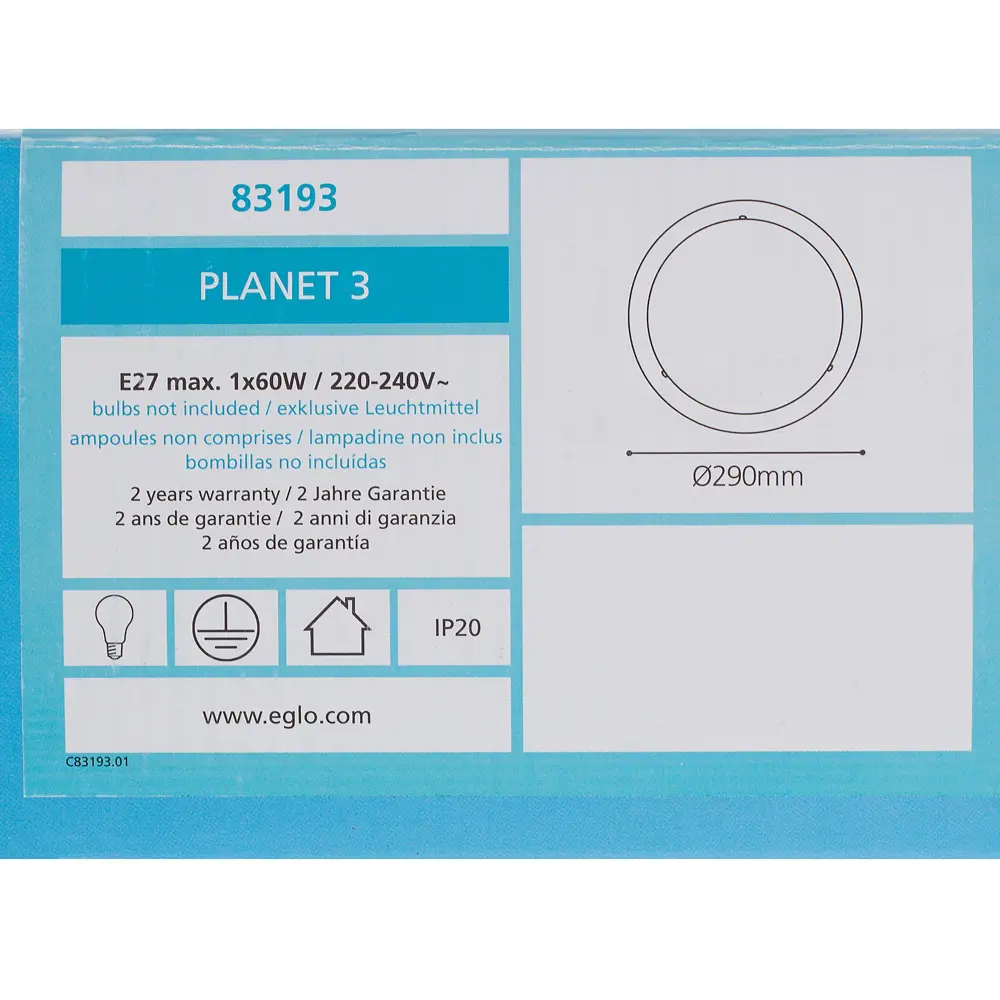 Светильник настенно-потолочный Planet 3 1xE27x60 Вт цвет чёрный 14680107 STLM-2099301 Eglo  - Вид №4