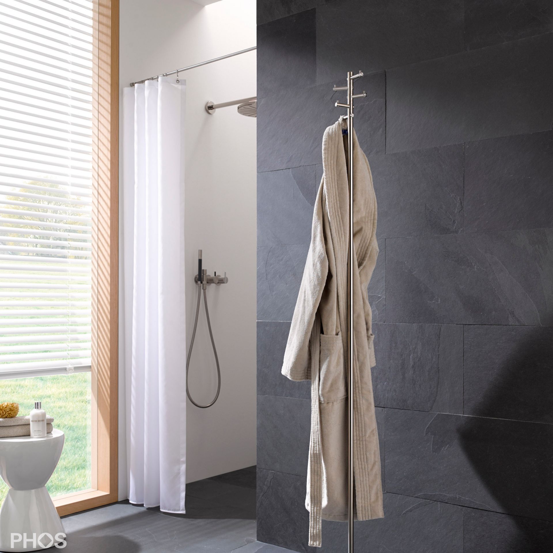 T1-B Вешалка для полотенец и вешалка для одежды с 5 вращающимися крючками, основание: серое. PHOS 