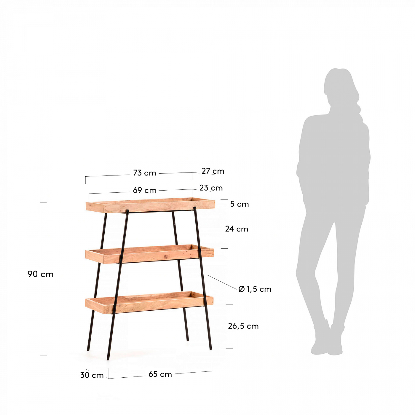 071787 Стеллаж Balia 72x88 акация La Forma Basi  - Вид №2