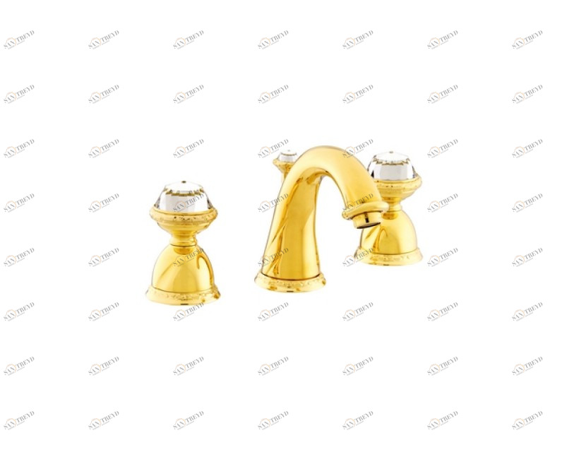 051201.E00.62 Раковина с тремя отверстиями и кристаллами Swarovski Сатин никель Mestre Oman