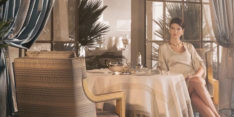 KOHRO Жаккардовая льняная ткань с графическими мотивами Darshan K0052405 - Вид №1