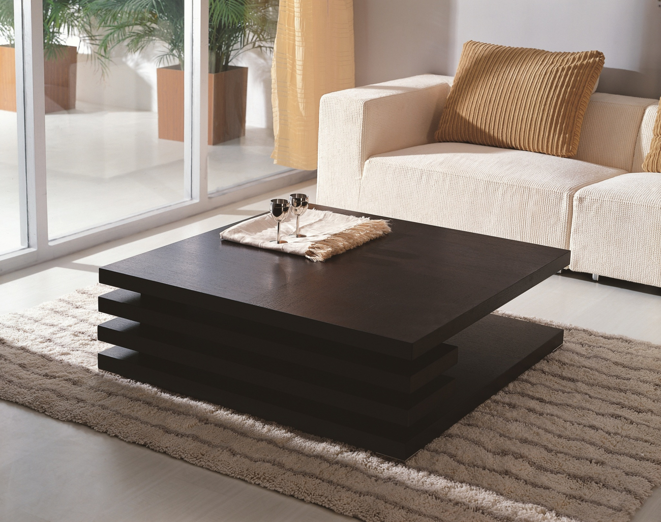 Журнальный столик квадратный коричневый с полкой Milano PUSHA PUSHA 062893 Коричневый  - Вид №3