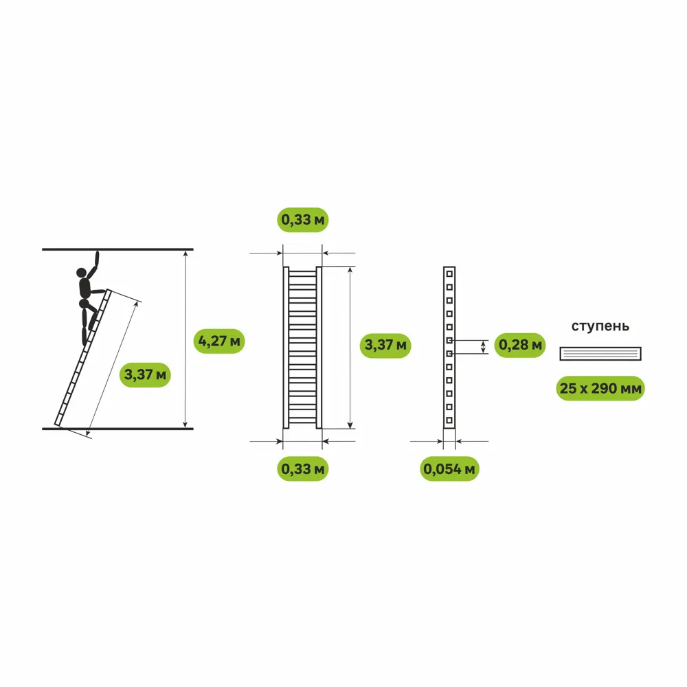 Лестница приставная 1-секционная Standers 3.37 м 12 ступеней 82663423 STLM-2023581  - Вид №5