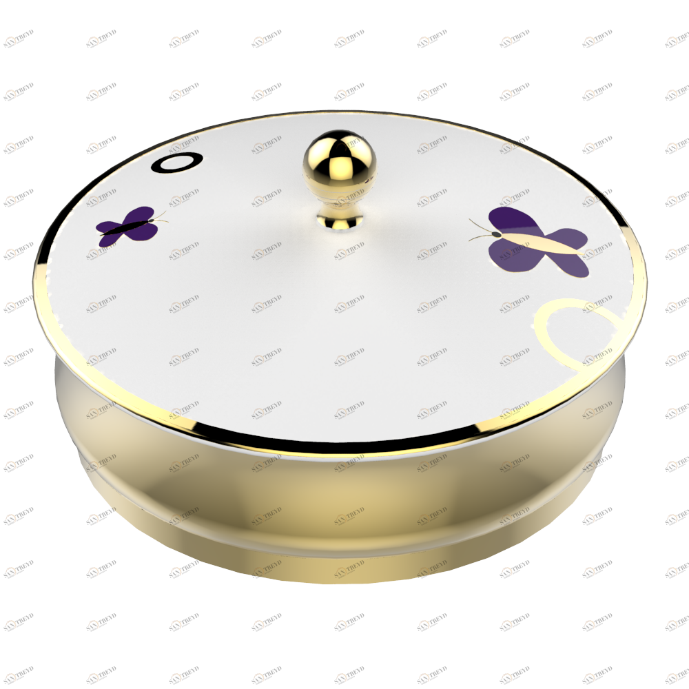 A7D-4623 Банка большая из древесно-волокнистого материала средней плотности лакированная металлизированная с фарфоровой крышкой Thg-paris Capucine фиолетовый с золотым декором Хром A7D-4623 CAT.A