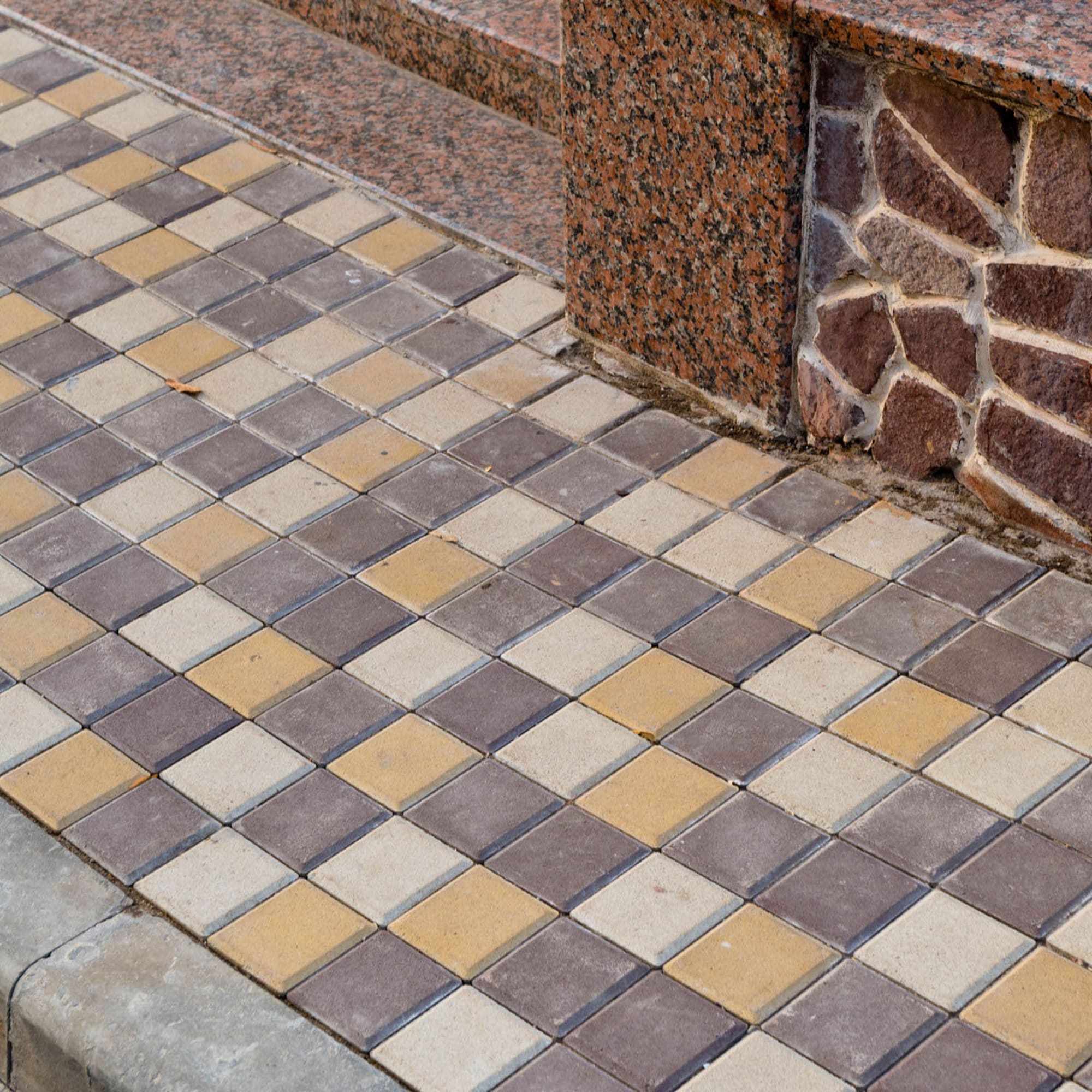 82001777 Плитка тротуарная двухслойная Braer Лувр 100х100x60 мм цвет коричневый Santreyd  - Вид №3