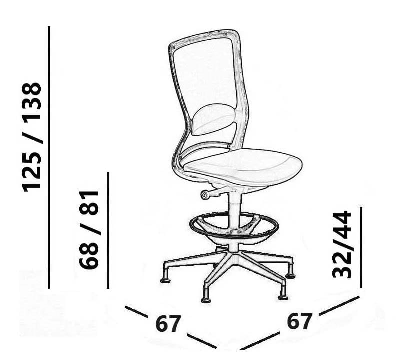 Сетчатый офисный стул с 5 спицами и подставкой для ног Luxy ARCH-00012648 - Вид №1