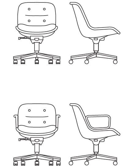 5-спицевое кожаное офисное кресло Knoll POLLOCK ARCH-00001392 - Вид №3