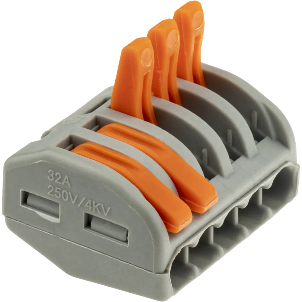 84746779 Клеммы соединительные монтажные с рычажком Duwi СМК 222-415 5-проводные 4мм² серые 20шт 26747 8 STLM-1106498  - Вид №2