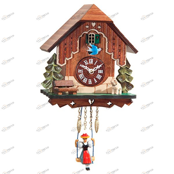 Часы настенные коричневые со звуком кукушки и фигурками Sars SARS ДИЗАЙНЕРСКИЕ 00-3967482 Коричневый 