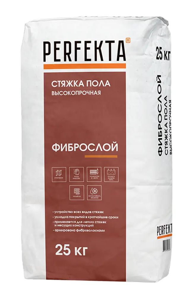 Perfekta Фиброслой - высокопрочная стяжка пола с армирующими волокнами 25 кг 13672877