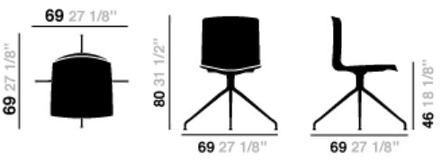 arper Кресло на эстакаде с подлокотниками на колесиках Catifa 46 sun-id-1369513 - Вид №4