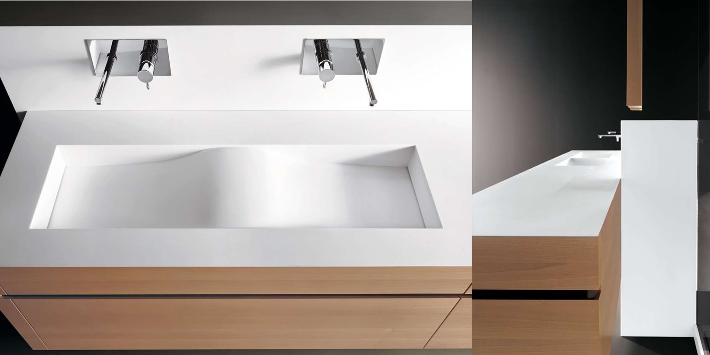 Комбинация ванной комнаты KU 58 в отделке Real 110 Corian / 86 Noce MILLDUE KUBIK KUBIK58 - Вид №3