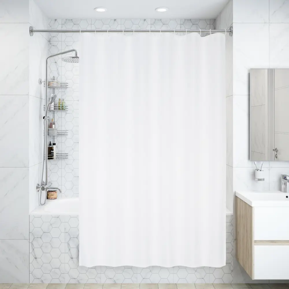Штора для ванной Swensa Gala 180x200 см полиэстер цвет белый 83860565 STLM-2211596 BSC-90