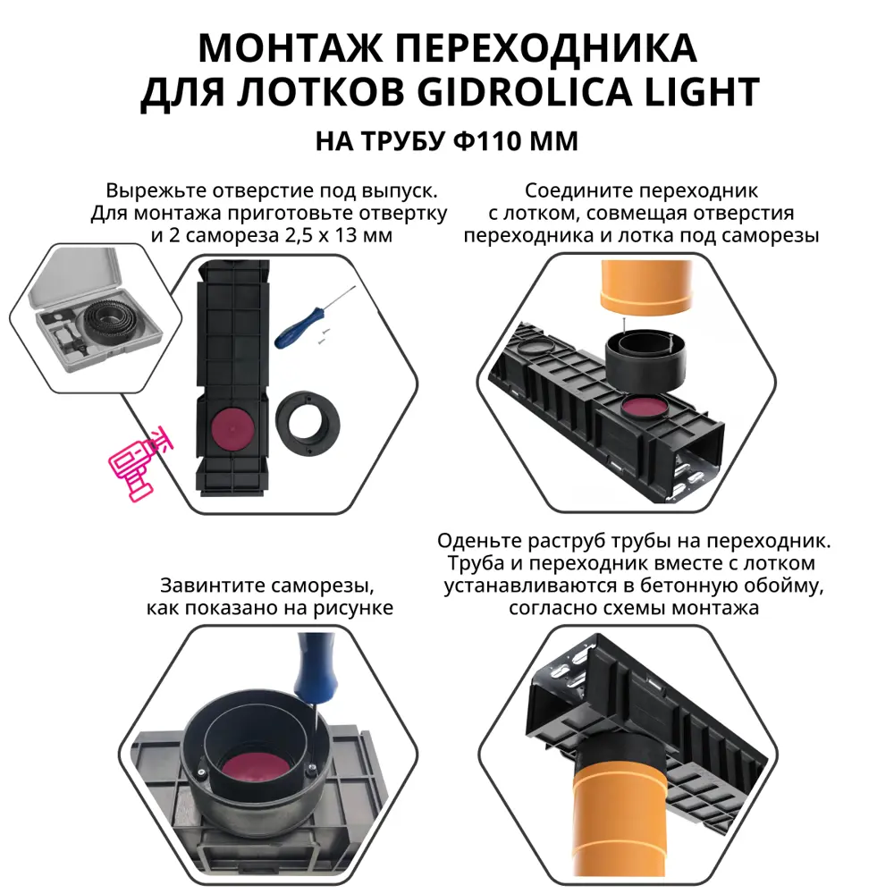 Канал с решеткой Gidrolica 1000x115x55 мм цвет черный STLM-2161643 - Вид №12