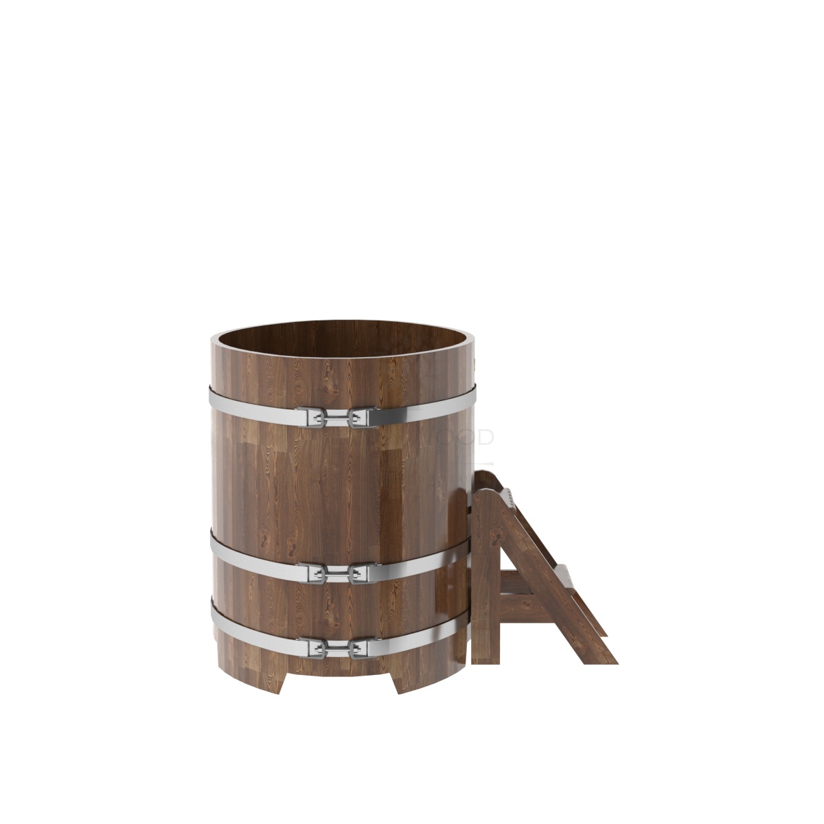 1493 Купель овальная из сращенных ламелей лиственницы 0,80х1,42х1,0 морёная Alyarus  - Вид №2