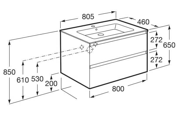 Деревянный шкаф для умывальника с ящиками со встроенной раковиной Roca UNIK 85193 ARCH-00071852 - Вид №12