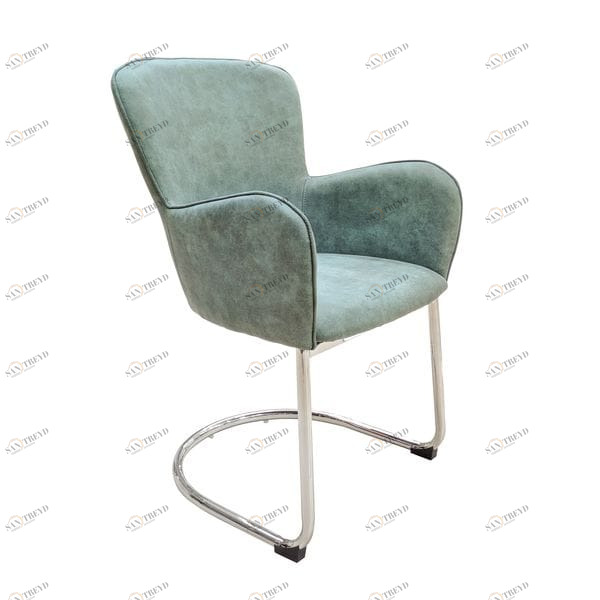 Стул обеденный круглый серый, бежевый с металлической опорой, хром Arko UNICO  248830 Зеленый 