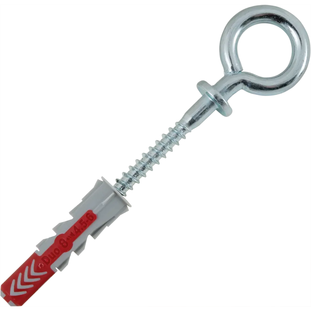 Дюбель для всех типов стен Duopower 8x40 мм крюк-кольцо цвет серый/красный 2 шт FISCHER STLM-2043312