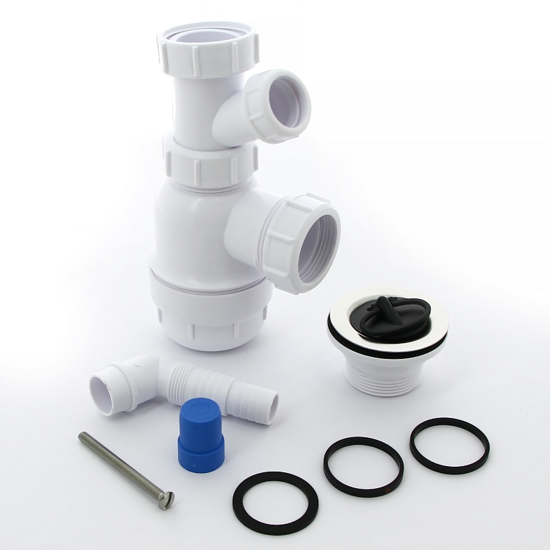 Сифон McAlpine бутылочный 1 1/2"х40 мм с выпуском 70 мм нерж. пробкой адапт. д/сл вых. компресс. D=40 мм MRSK3 - Вид №2