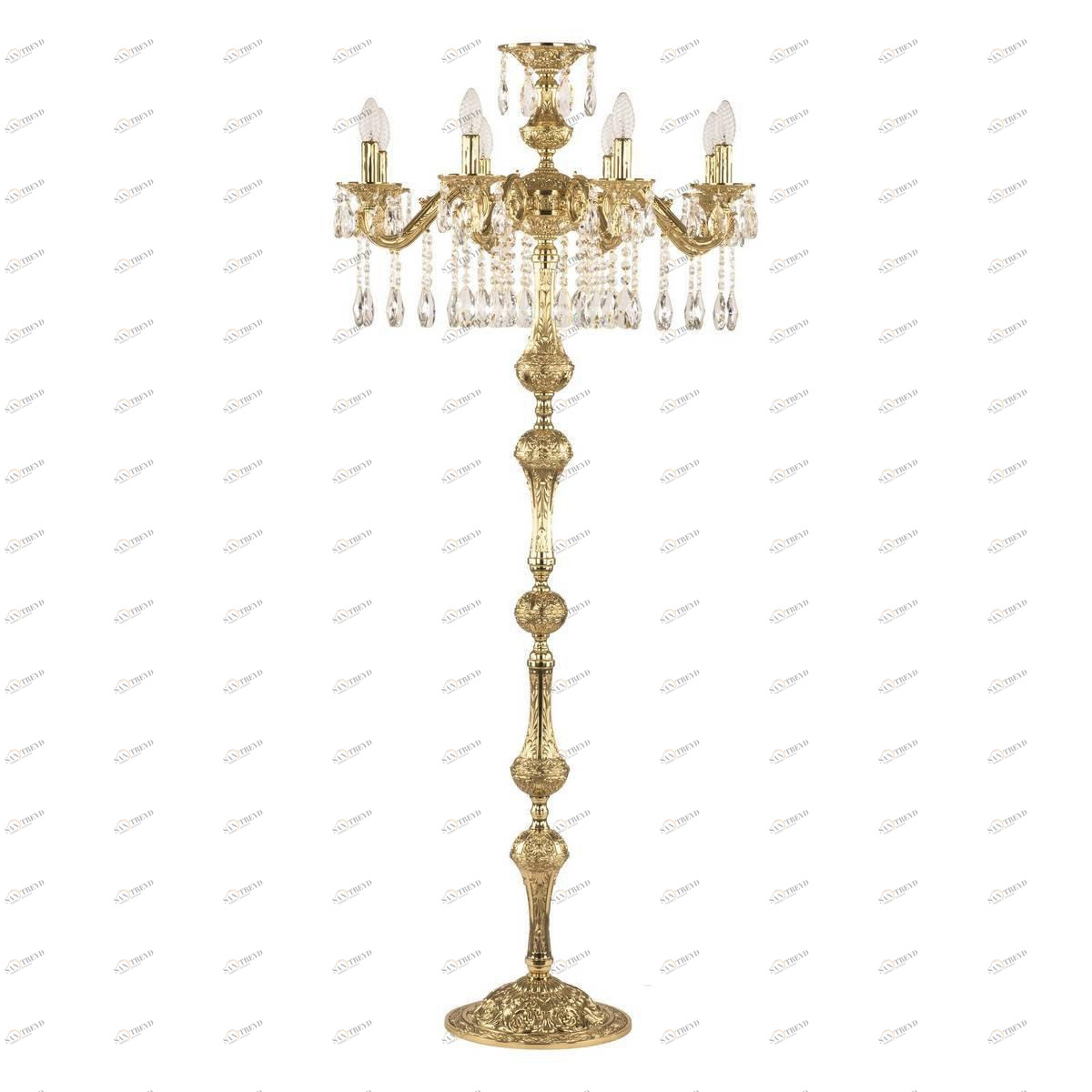 Торшер хрустальный на 8 ламп 152х68 см золотой Bohemia Ivele 71202T/8/210/A G BOHEMIA IVELE СВЕЧА 00-3889385 Золото;прозрачный 