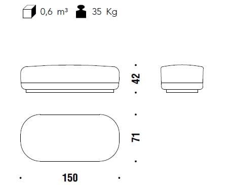 Мягкая скамейка из ткани MOROSO Sushi edition ARCH-00027060 - Вид №1