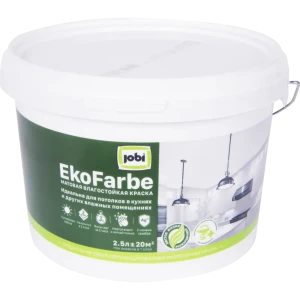 Краска для кухни и ванной Jobi Ekofarbe матовая цвет белый база A 2.5 л