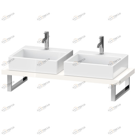 LC101C02222 L-Cube Консоль для накладной и встраиваемой сверху раковины компакт Белый глянцевый декор Duravit