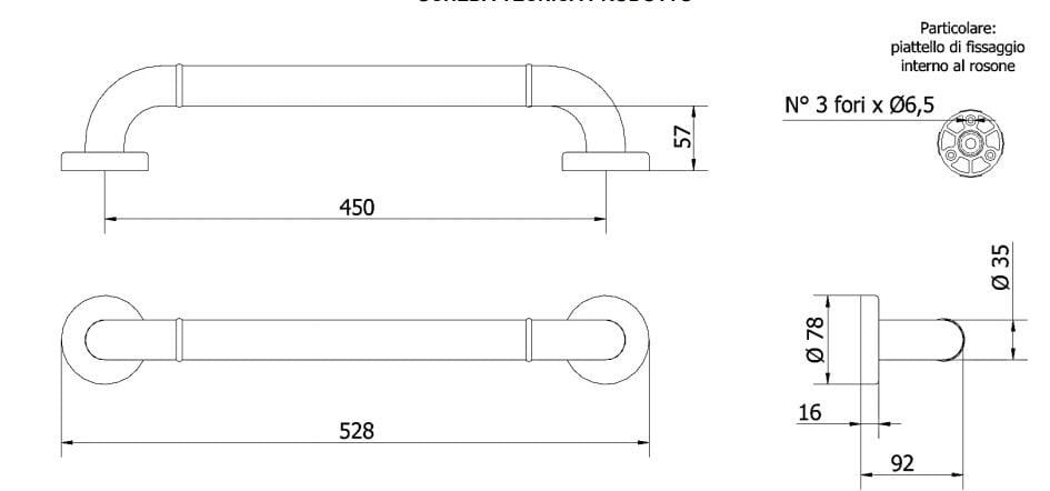 Прессованная алюминиевая фиксированная ручка для ванной комнаты Thermomat нейлон ARCH-00096258 - Вид №2