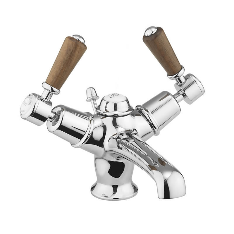 Burlington Смеситель для раковины Kensington со всплывающим клапаном для мусора Четверть оборота с черным акцентом KE4 BLA  - Вид №3