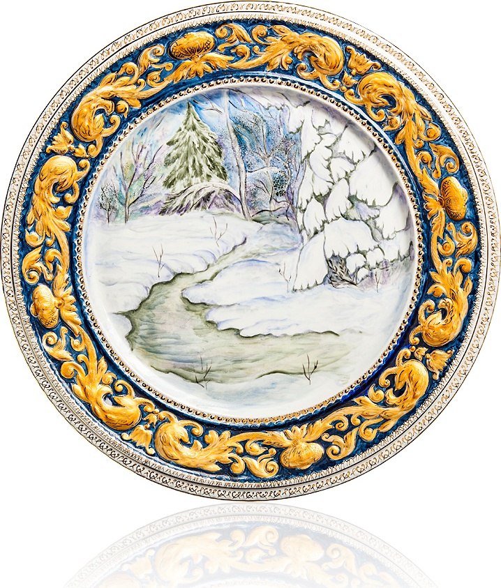 10617399 Мануфактуры Гарднеръ в Вербилках Блюдо настенное "Подмосковье" Фарфор, Керамика 