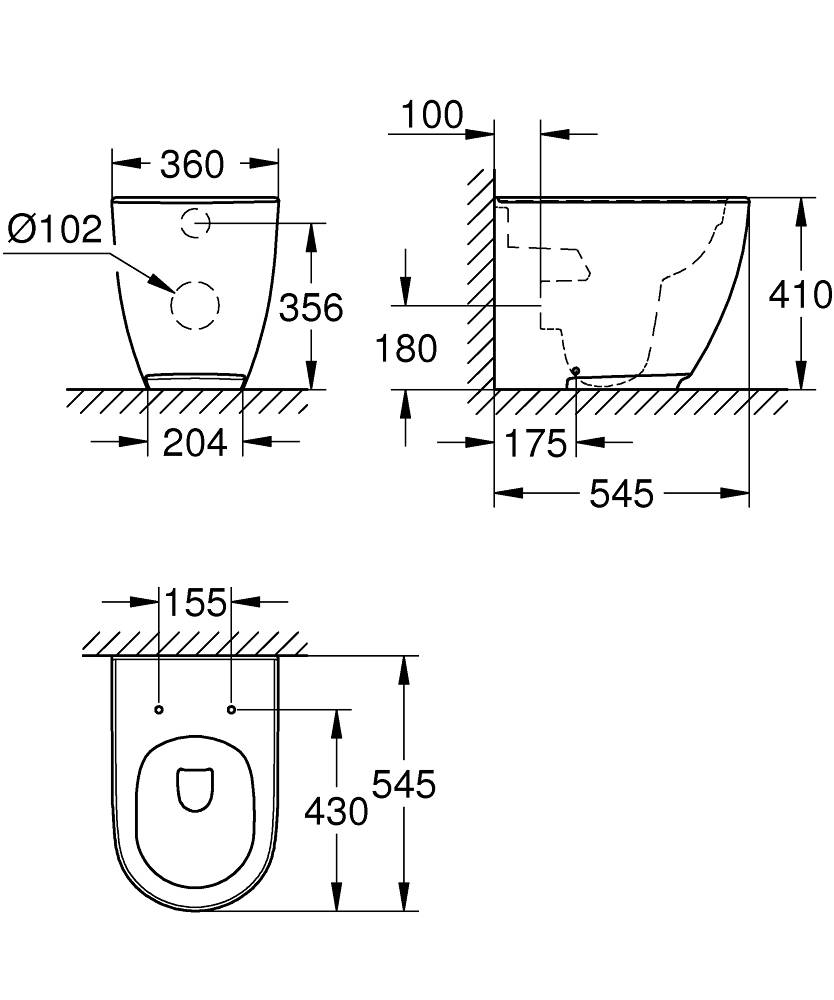 3957300H Приставной унитаз напольный Белый Grohe Essence Тайвань - Вид №1