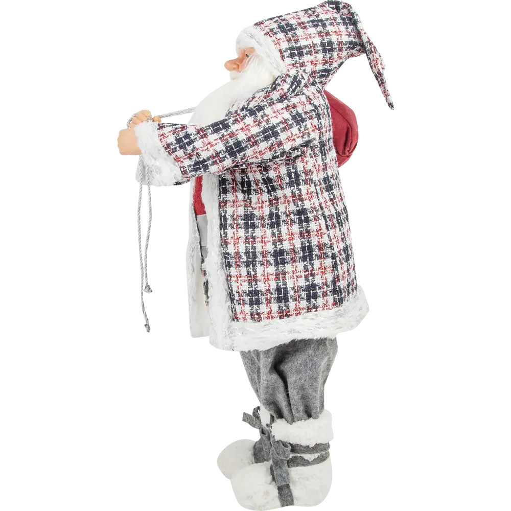 Фигурка декоративная «Дед Мороз шуба в клетку», 80 см, пластик, цвет белый/красный RELANCE STLM-2095317 - Вид №2
