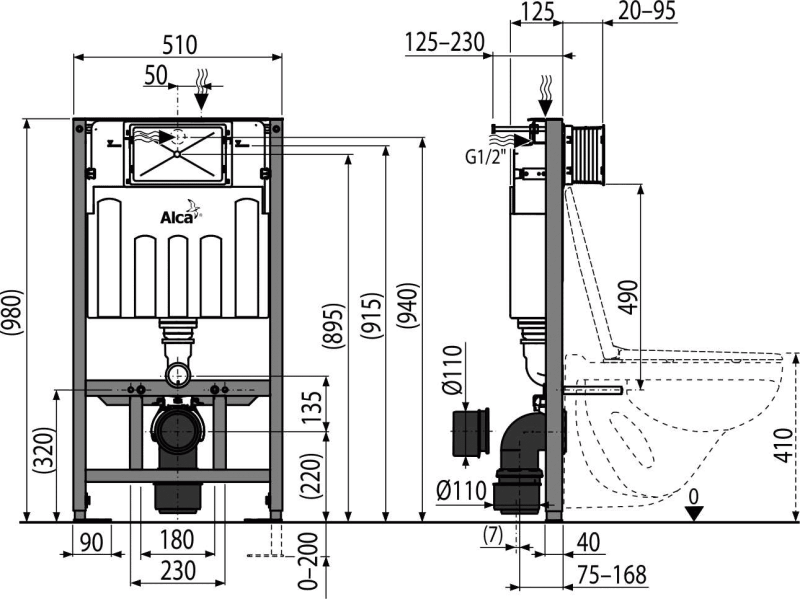Скрытая система инсталляции для сухой установки (для гипсокартона) ALCAPLAST AM1011000SÁDROMODUL - Вид №1
